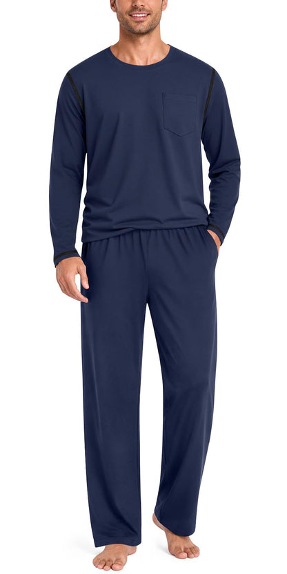 Aodemo Mens Pajamas Set 2 Piece Pjs Sleepwear Loungewear with Pocket