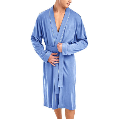 HOLOVE Men's Cotton Lightweight Robes Shower Spa Kimono Bathrobe