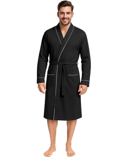 Cotton Blend Lightweight Knit Robe for Men Soft Loungewear Bathrobe