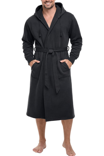 Alexander Del Rossa Men's Long Sleeve Hooded Sweatshirt Robe, Mens Bathrobe