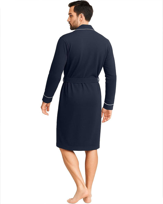 Cotton Blend Lightweight Knit Robe for Men Soft Loungewear Bathrobe