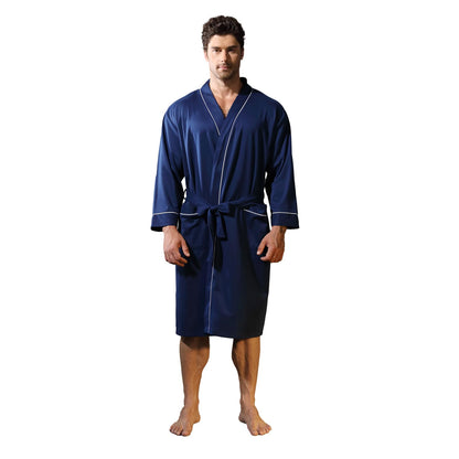 Mens Kimono Robe Lightweight Soft Bathrobe Sleepwear Loungewear with Pockets