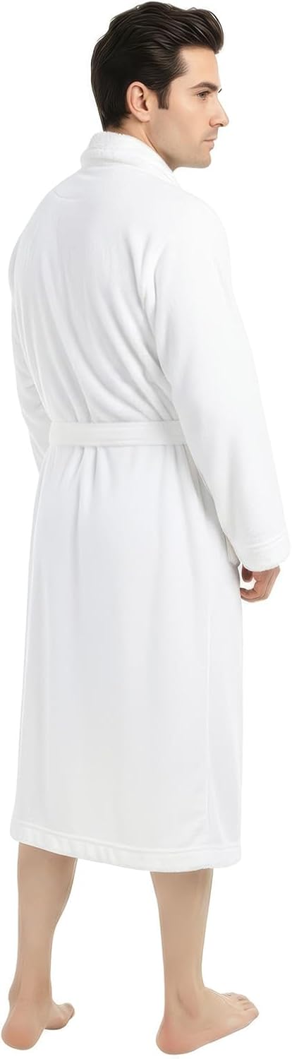 Luxury Ultra Soft Mens Robe Plush Fleece Long Bathrobe