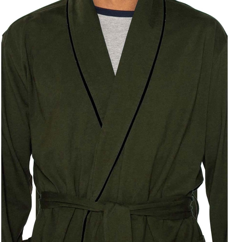 HOLOVE Men's Cotton Lightweight Robes Shower Spa Kimono Bathrobe
