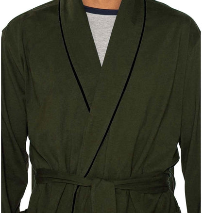 HOLOVE Men's Cotton Lightweight Robes Shower Spa Kimono Bathrobe