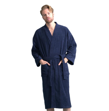 Men's Absorbent Kimono Bathrobe, 100% Turkish Cotton Terry
