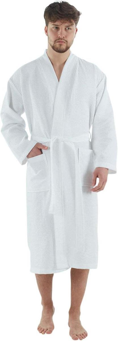 BAGNO MILANO 100% Turkish Cotton Waffle Men's Bathrobe, Soft Spa & Hotel