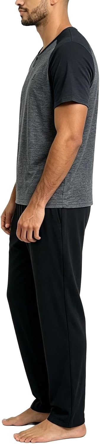 Men's Pajama Lounge Set - Soft 2 Piece Sleepwear with Pockets