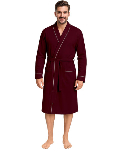 Cotton Blend Lightweight Knit Robe for Men Soft Loungewear Bathrobe