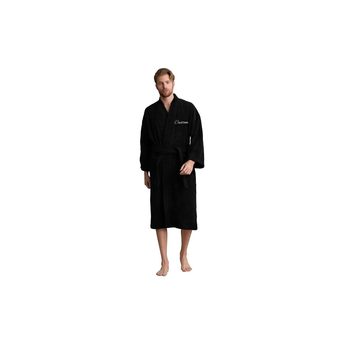 Men's Kimono Bathrobe, 100% Turkish Cotton Terry, Absorbent