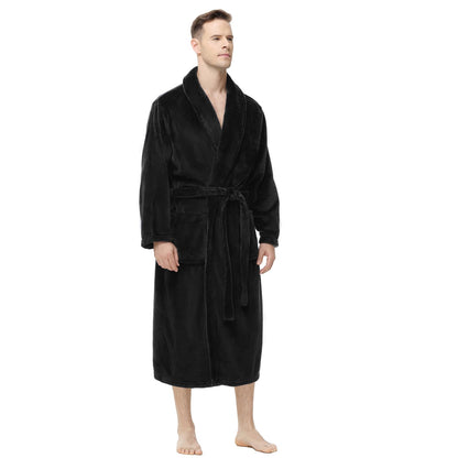 Yurhap Mens Fleece Robe, Soft Plush Robe for Men, Fluffy Bathrobe with Belt