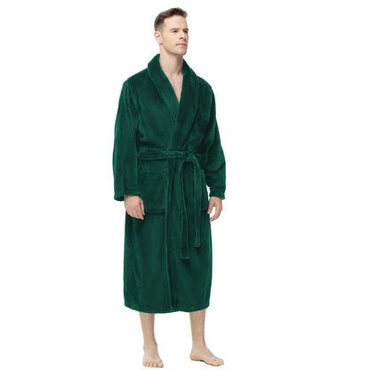 Yurhap Mens Fleece Robe, Soft Plush Robe for Men, Fluffy Bathrobe with Belt