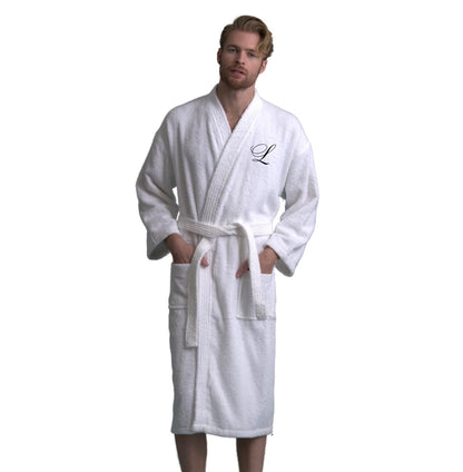 Men's Absorbent Kimono Bathrobe, 100% Turkish Cotton Terry