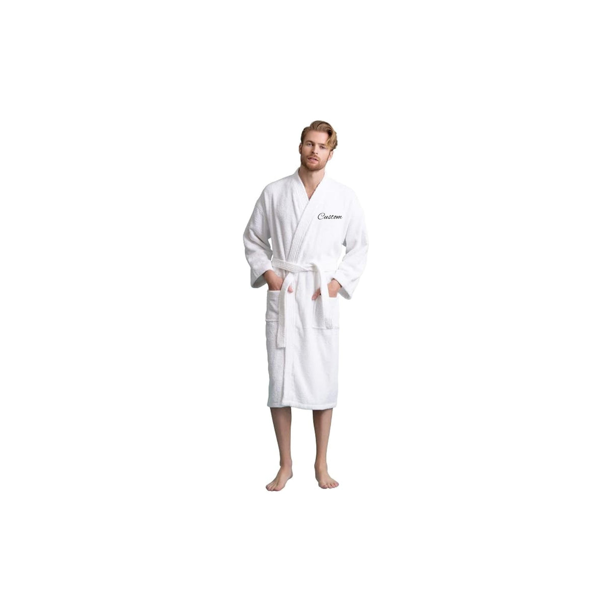 Men's Kimono Bathrobe, 100% Turkish Cotton Terry, Absorbent