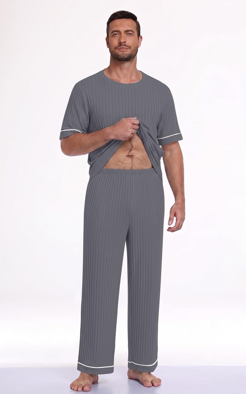 Mens Pajamas Sets Lightweight Lounge Set Soft Sleepwear Pjs S-3XL