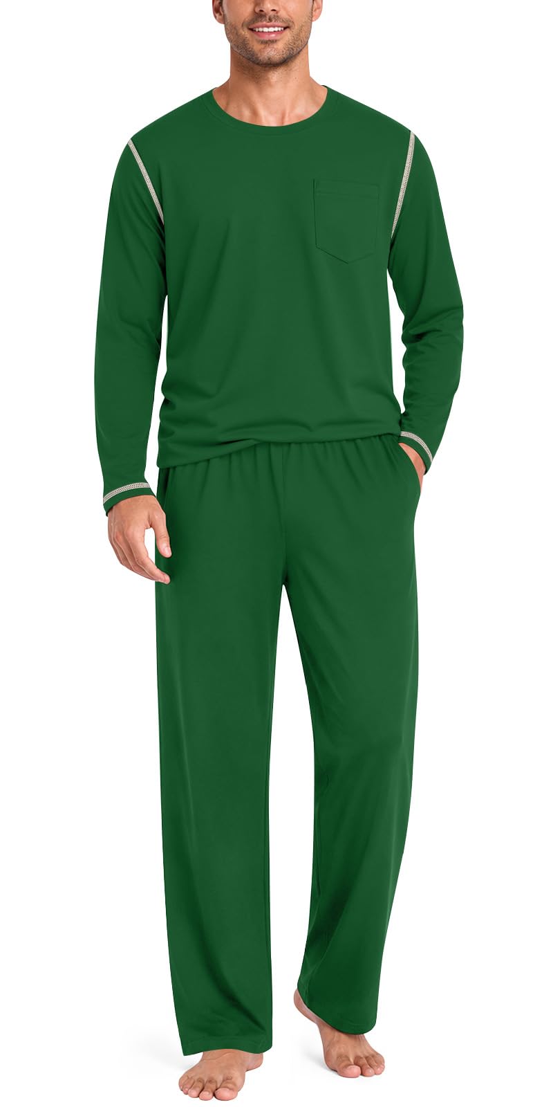 Aodemo Mens Pajamas Set 2 Piece Pjs Sleepwear Loungewear with Pocket