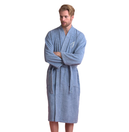 Men's Absorbent Kimono Bathrobe, 100% Turkish Cotton Terry