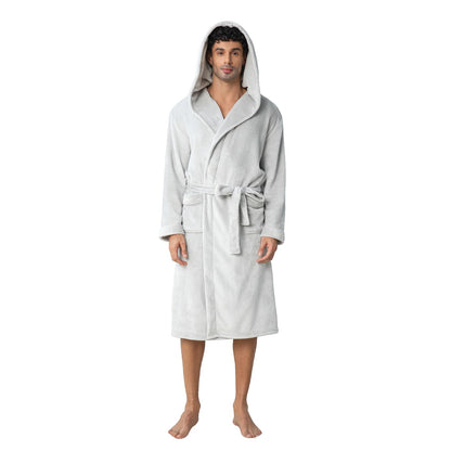 Men's Hooded Robe, Premium Plush Warm Bathrobe