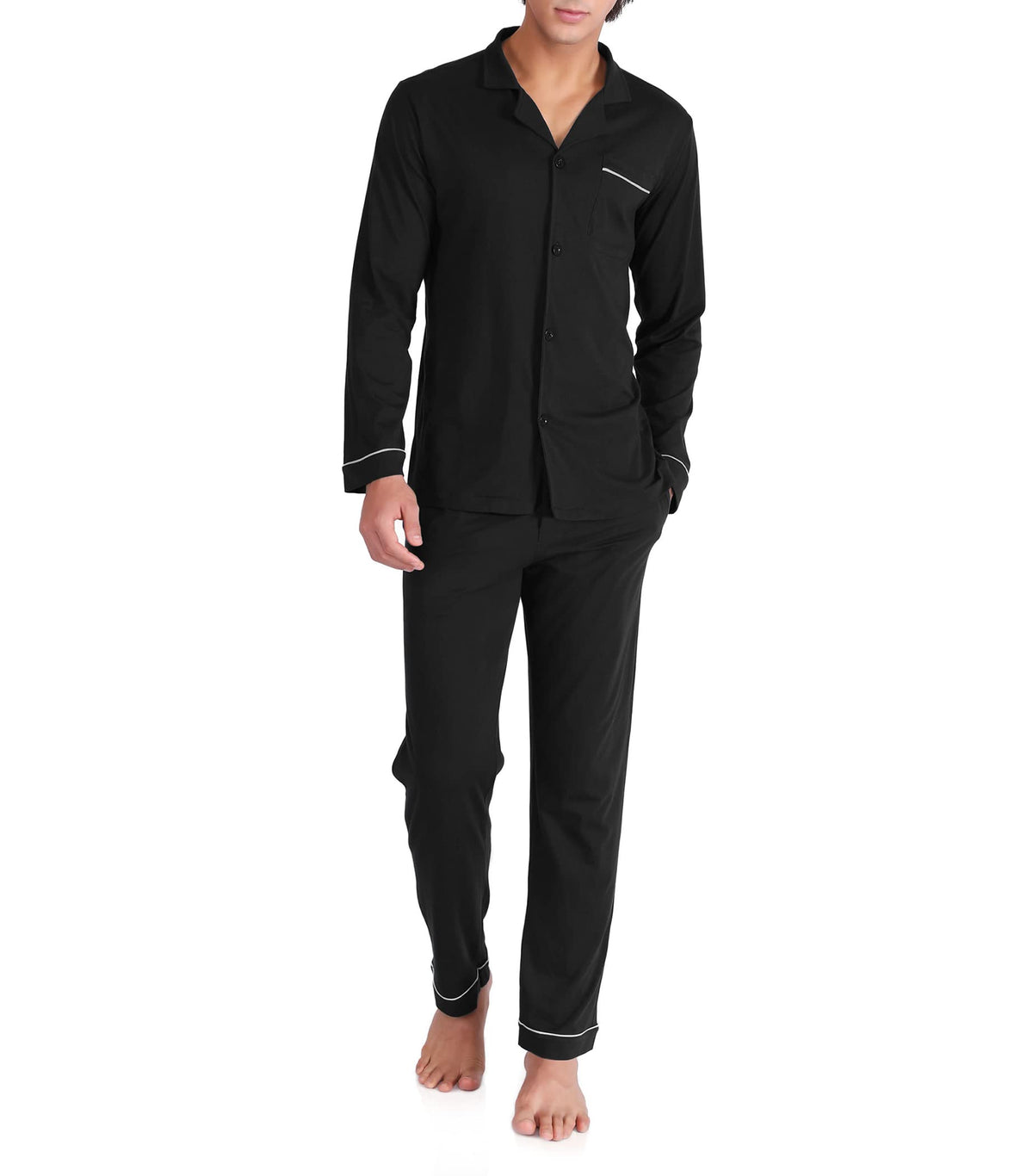 DAVID ARCHY Men's Pajama Set, Premium Combed Cotton Long Sleeve Sleepwear