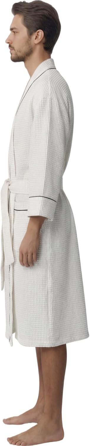Turkish Waffle Robes for Men, Men's Lightweight Cotton Bathrobe