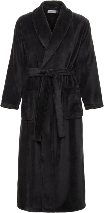 Men's Plush Fleece Robe, Warm Full Length Bathrobe, Big & Tall