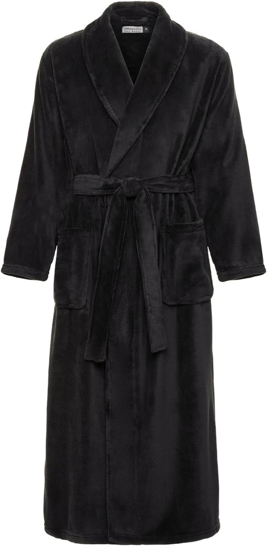Men's Plush Fleece Robe, Warm Full Length Bathrobe, Big & Tall