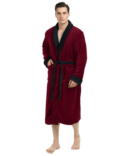 Luxury Ultra Soft Mens Robe Plush Fleece Long Bathrobe