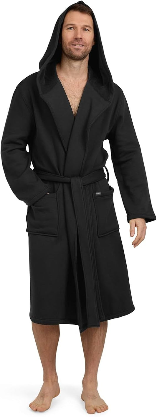 Eddie Bauer Mens Robe - Luxury Fleece Bathrobe with Hood and Pockets | Soft Warm Plush Winter Bath Robe for Men
