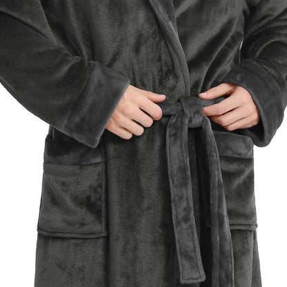 Yurhap Hooded Mens Robe, Cozy Fleece Bathrobe for Men, Plush Robe with Belt