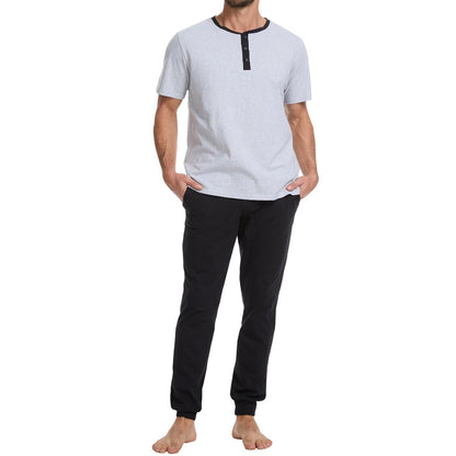 Men's 100% Cotton Henley Pajama Set 2-Piece Lounge Sleepwear