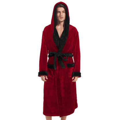 Inner Wish Mens Hooded Robe, Plush Long Highly Absorbent Bath robes Cozy Warm Bathrobe Fuzzy male Spa Robe With Pockets