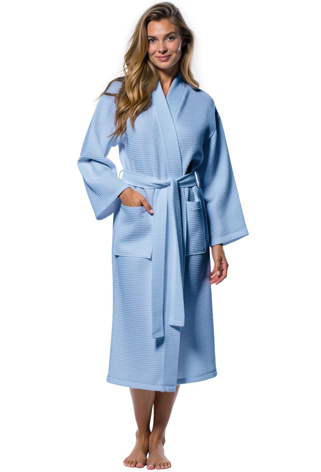 Turquaz Womens Lightweight Waffle Kimono Bathrobe for Men - Soft Quick-Dry Spa & Summer Towel Robe, Cotton Blend