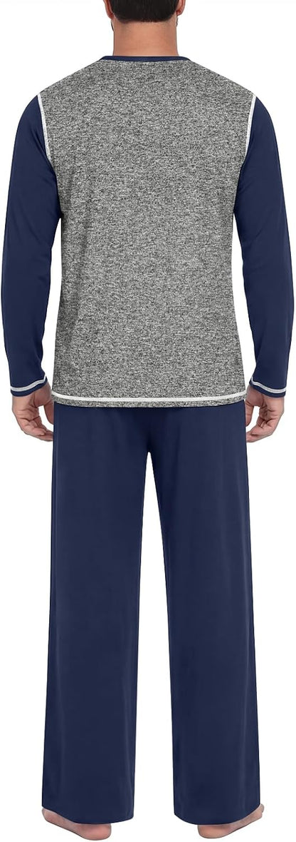 Aodemo Mens Pajamas Set 2 Piece Pjs Sleepwear Loungewear with Pocket