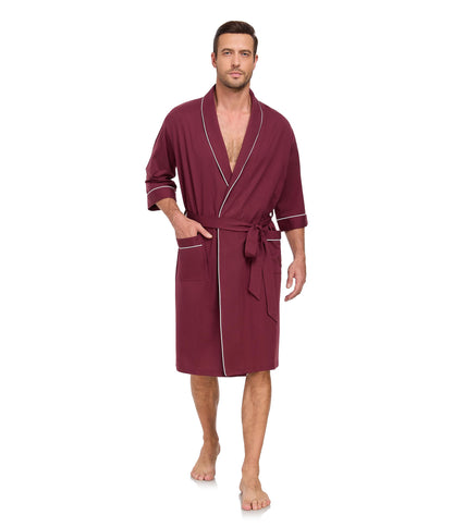 CF Men's 100% Cotton Robes Lightweight Bathrobe Soft Short Sleeve Bath Robe