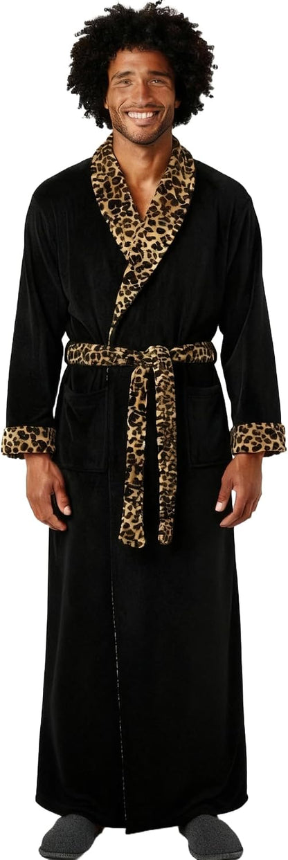 Men's Plush Fleece Robe, Warm Full Length Bathrobe, Big & Tall