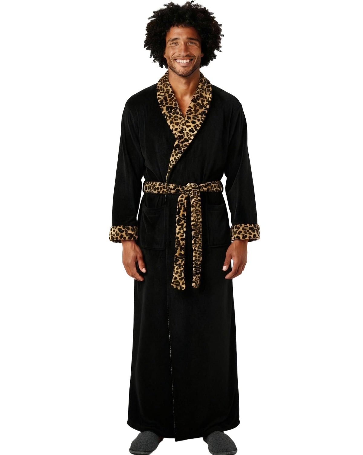 Men's Plush Fleece Robe, Warm Full Length Bathrobe, Big & Tall