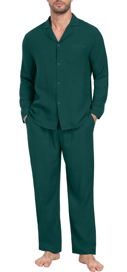 PrinStory Men's Pajamas Set Long Sleeve Button Down Sleepwear Pjs S-2XL