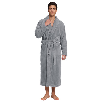 PJGGZ Men's Shawl Collar Bathrobe, Soft Long Towel Robe for Men - Super Absorbent Quick Dry yet Warm
