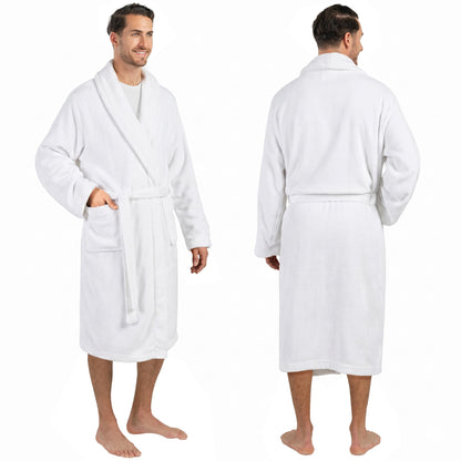 PAVILIA Mens Soft Fleece Bathrobe Lightweight Long Robe for Men Shower Bath