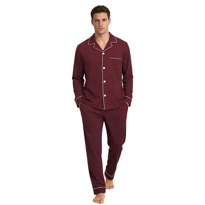 U2SKIIN Men's 100% Cotton Pajama Set, Soft Button Down Sleepwear Lounge Pjs