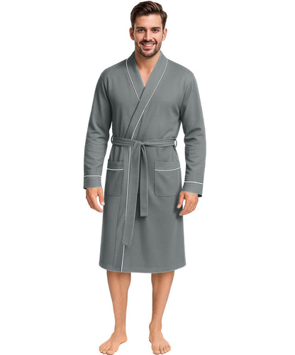 Cotton Blend Lightweight Knit Robe for Men Soft Loungewear Bathrobe