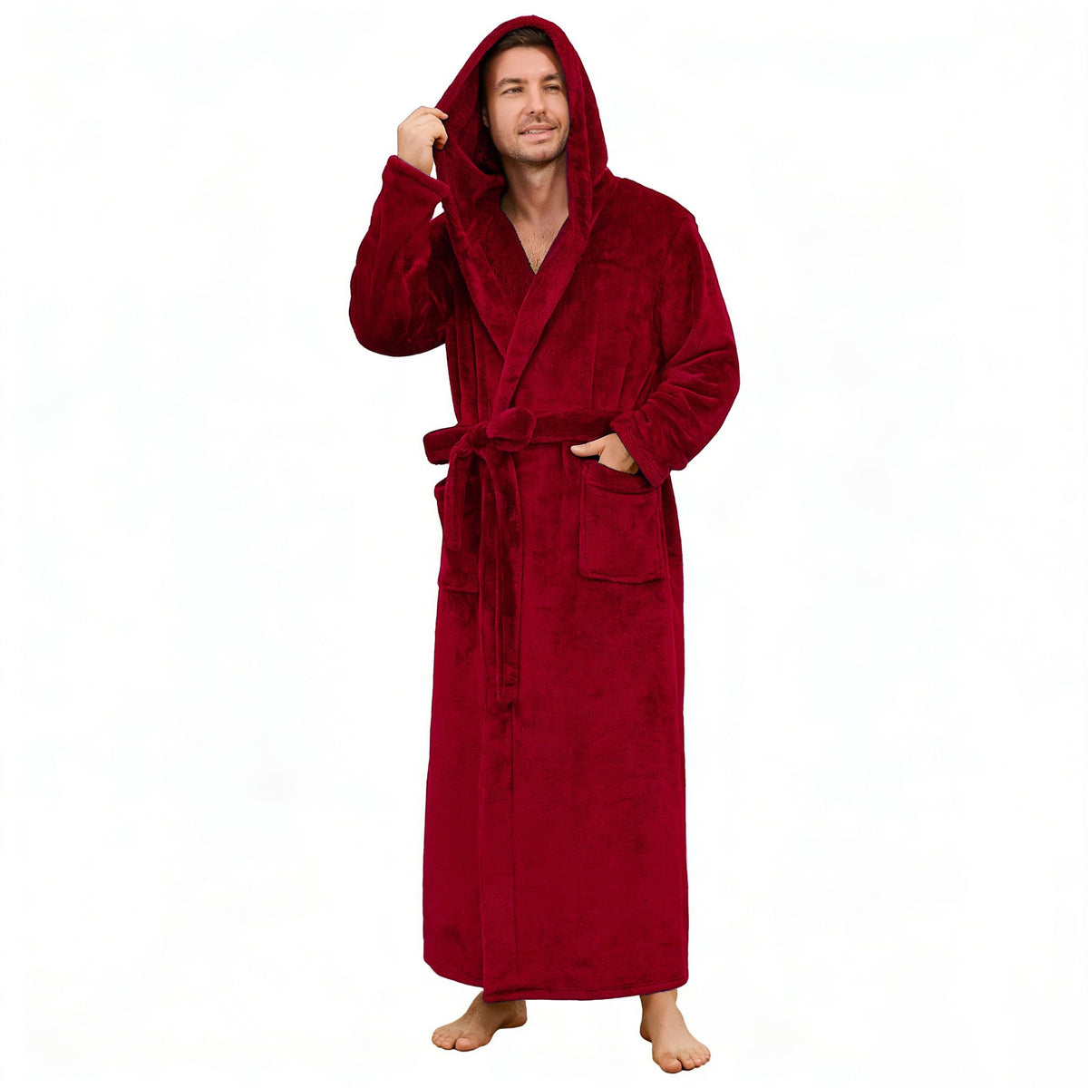 U2SKIIN Mens Robe with Hood, Full Length Thick Plush Big & Tall Bathrobe