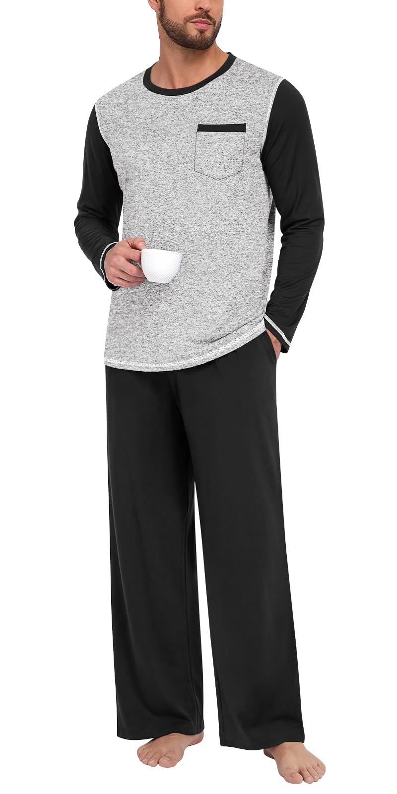Aodemo Mens Pajamas Set 2 Piece Pjs Sleepwear Loungewear with Pocket