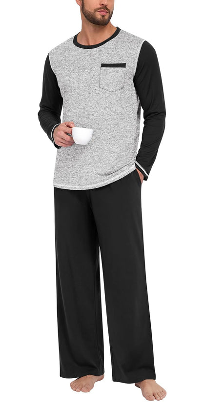 Aodemo Mens Pajamas Set 2 Piece Pjs Sleepwear Loungewear with Pocket