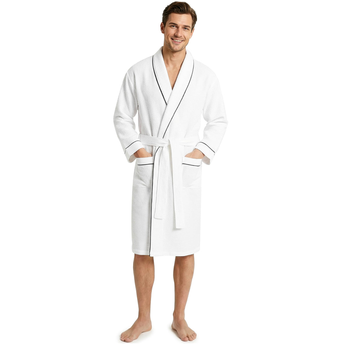 Get Trend Waffle Robes for Men M-3XL, Lightweight Soft Bathrobes, Cozy House Coat for Spa, Shower & Hotel