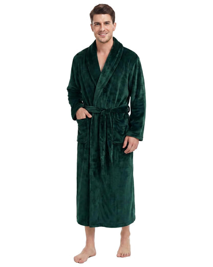 U2SKIIN Mens Robe Plush Flannel Bathrobe for Men Shawl Collar