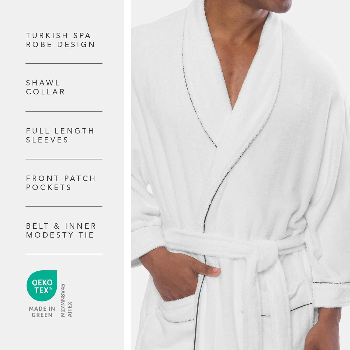Texere Mens Luxury Terry Cloth Bathrobe EcoComfort