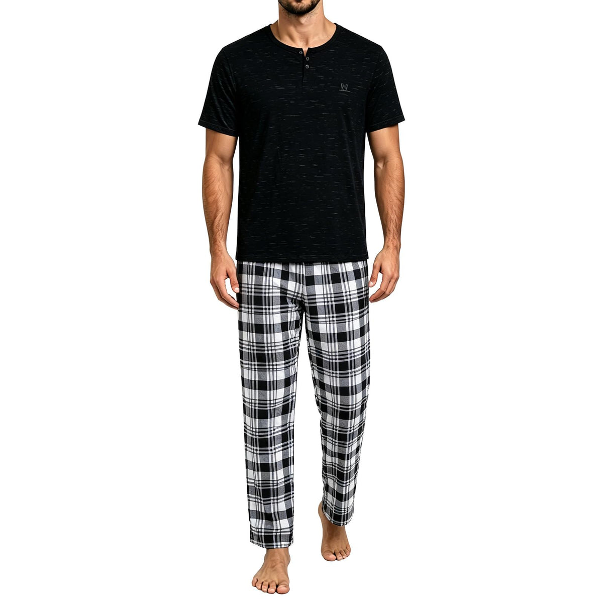 Men's Pajama Lounge Set - Soft 2 Piece Sleepwear with Pockets