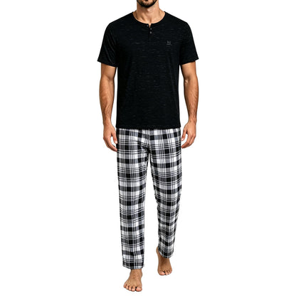 Men's Pajama Lounge Set - Soft 2 Piece Sleepwear with Pockets