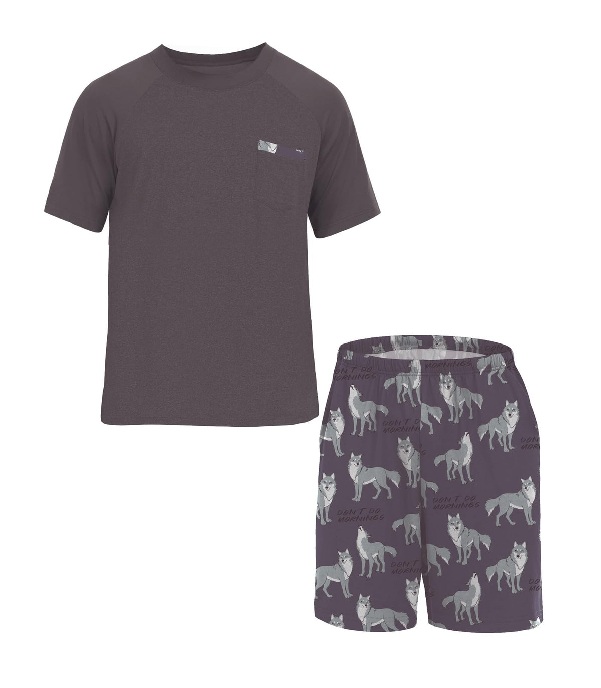 Mens Pajamas Set Shirt and Shorts Lightweight Summer Sleepwear